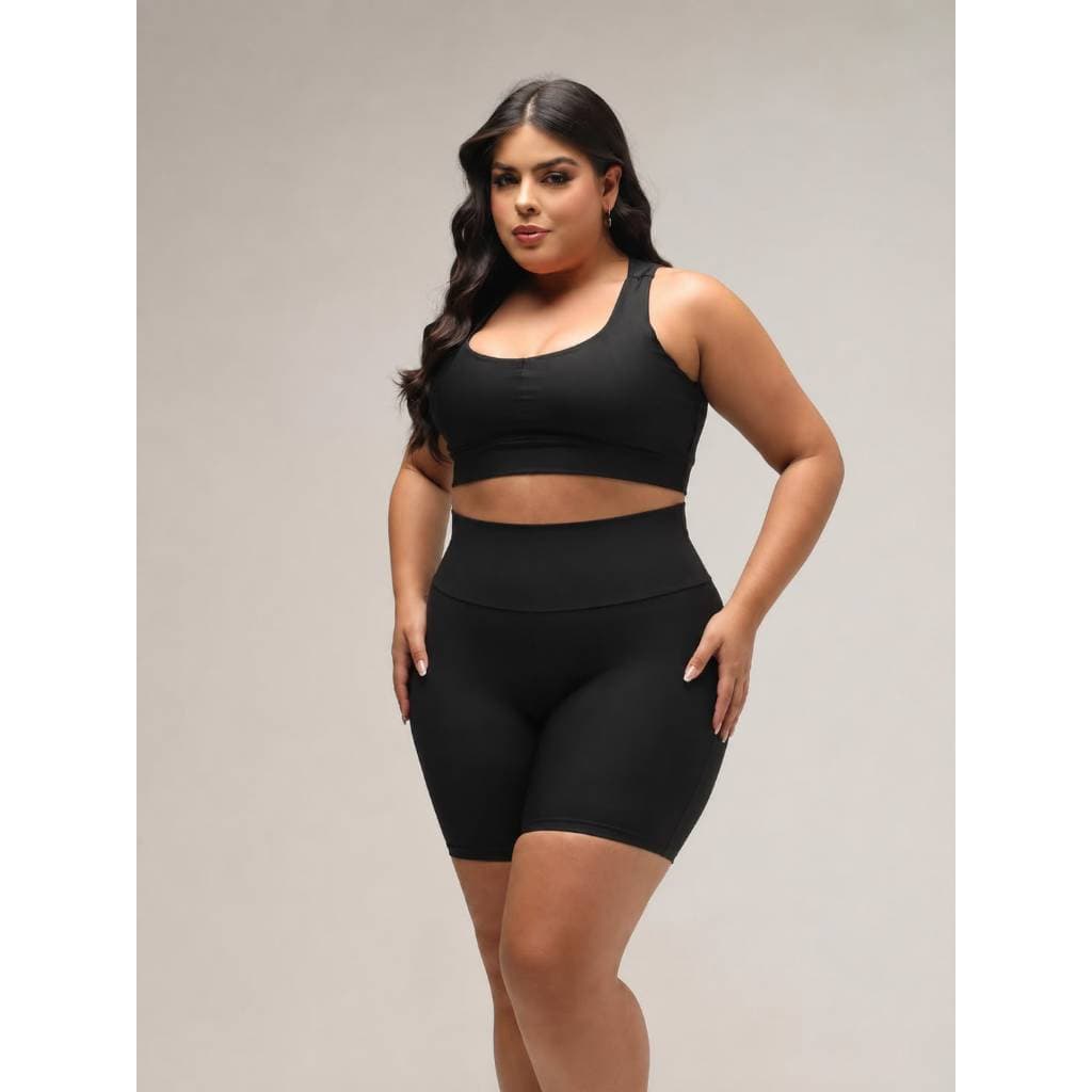 Bermuda Short Fitness Plus Size Cintura Alta Zero Transparência para Academia, Treino Musculação/Funcional, Moda Fitness