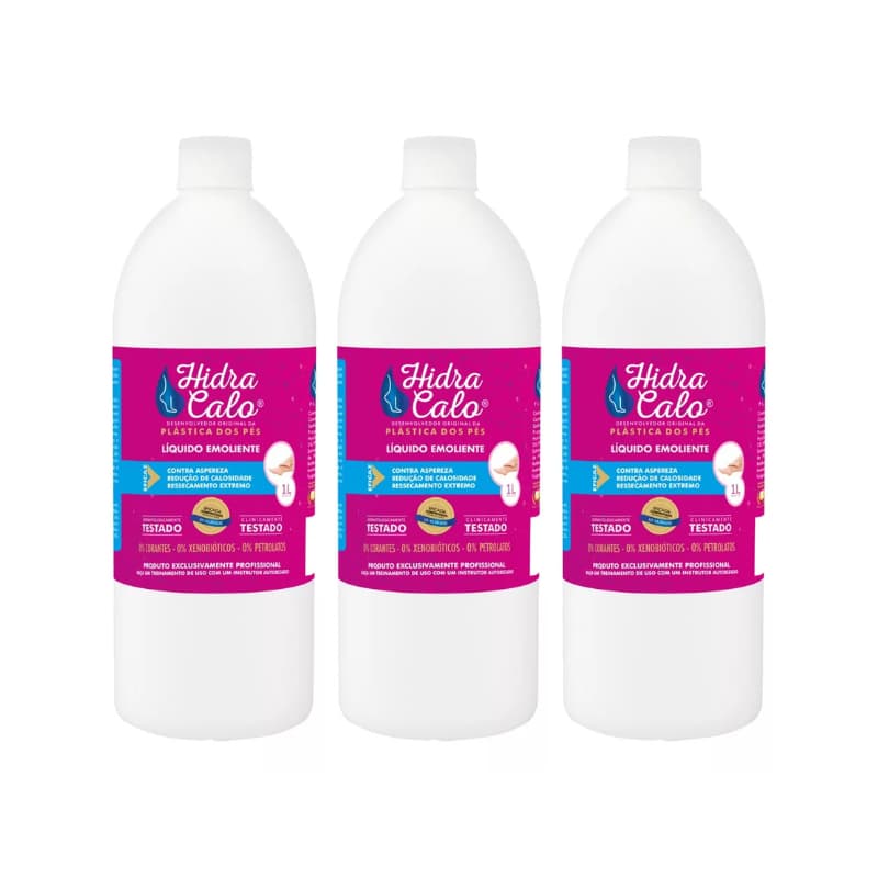 Kit 03 Hidracalo 1 Litro Loçao Emoliente Plastica e Spa dos Pés
