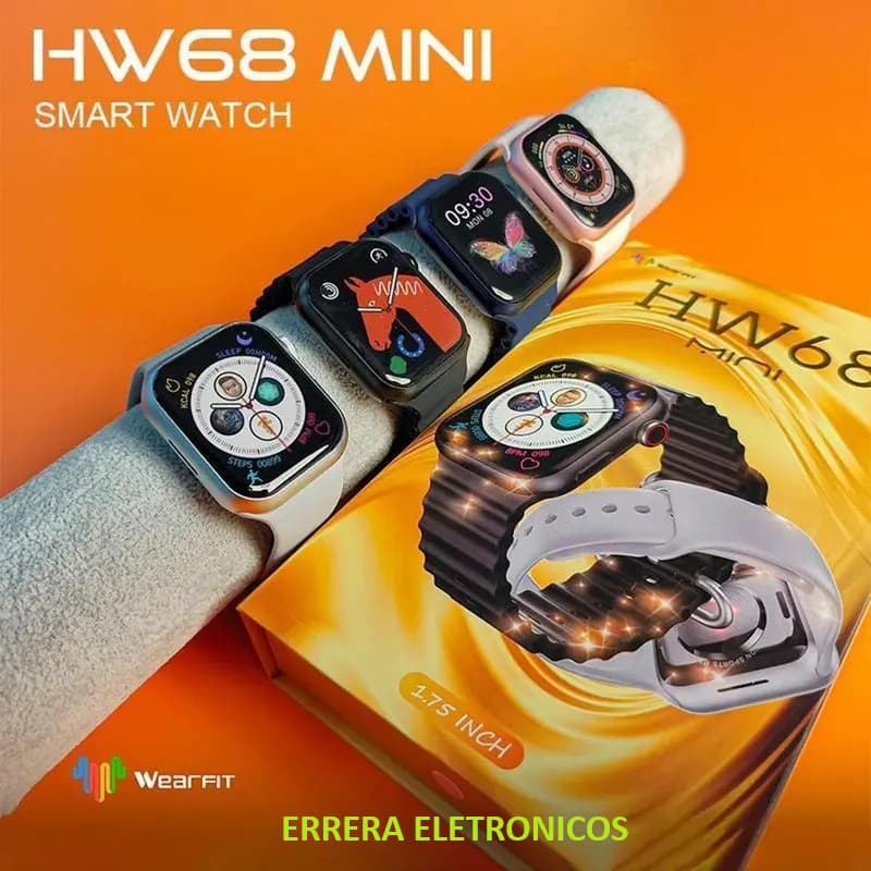 Smartwatch HW68 mini Unisex watch 8/1.75 inch/indução/2 pulseira/NFC/ligações/esportes/notificações/Saúde e muito mais