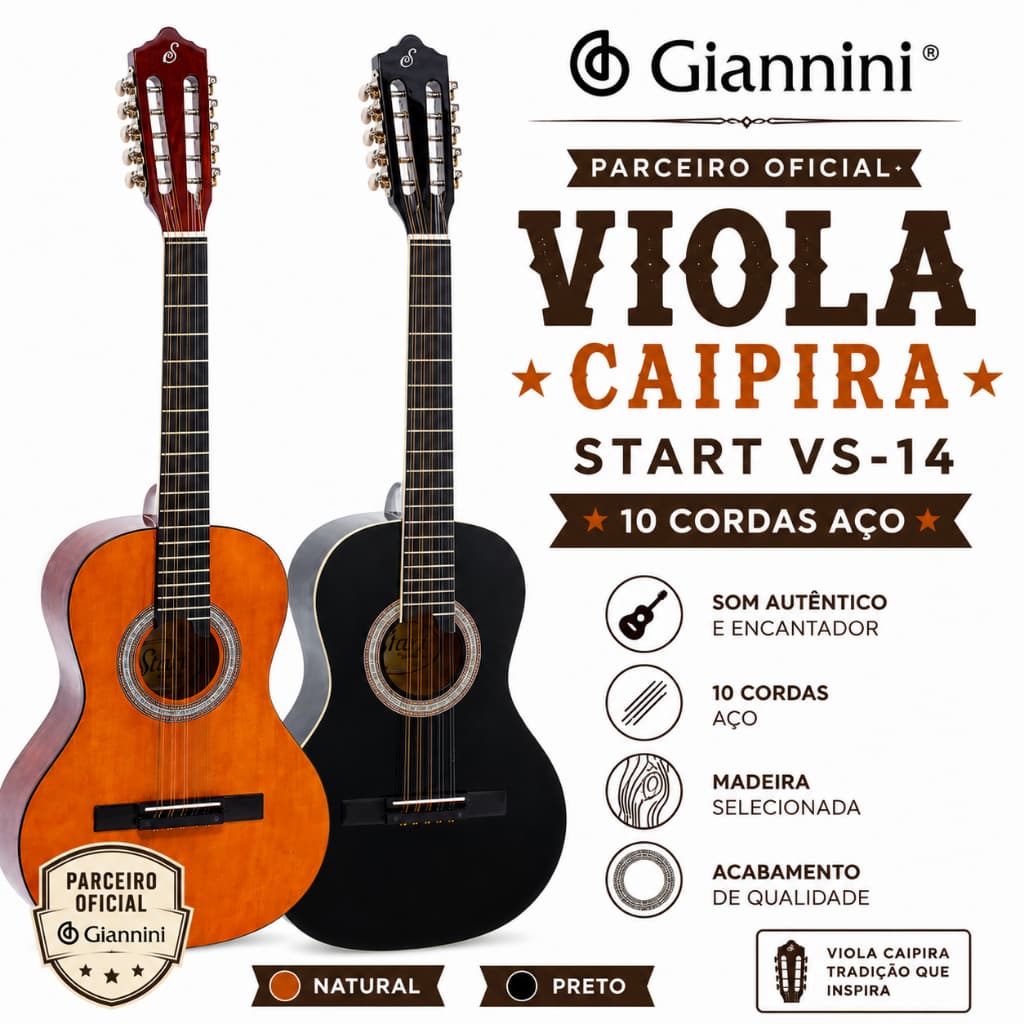 VIOLA ACÚSTICA CAIPIRA GIANNINI START VS-14 10 CORDAS AÇO