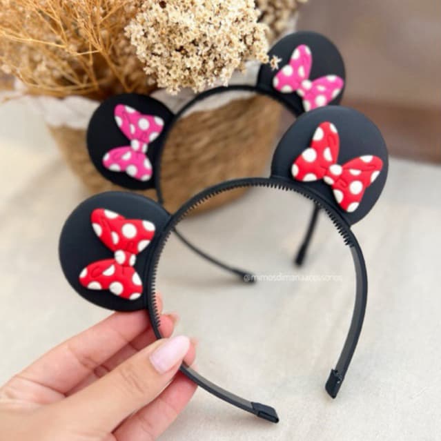 Tiara orelinha Minnie, tiara Minnie, acessório Disney, laço Minnie,tiara de orelha Minnie