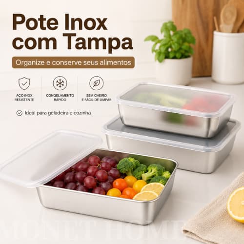 Recipiente de aço inoxidável de grande capacidade com tampa para cozinhar: armazenamento de cozinha