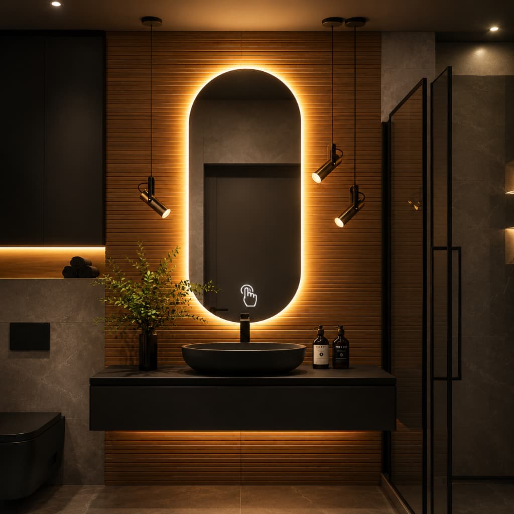 Espelho Oval LED Botão Touch Mais Forte 3 cores Lapidado Banheiro Quarto Sala De Fabrica