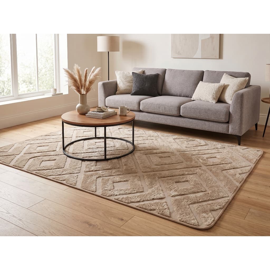 Tapete Sala Quarto Alto Relevo 3D Aveludado 1,45x1,95 Mt Antiderrapante Grande