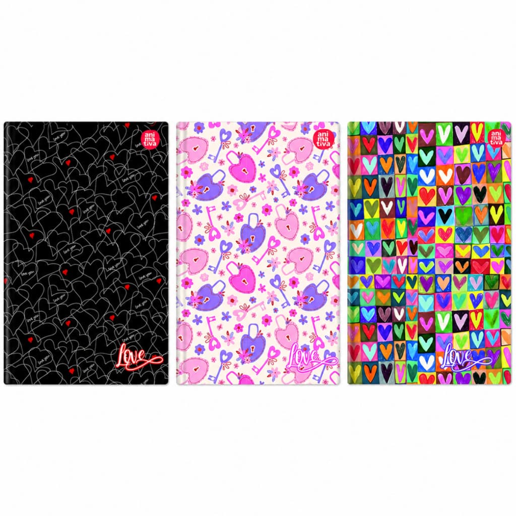 CADERNO LOVE ANIMATIVA - BROCHURA COSTURADO 1/4
