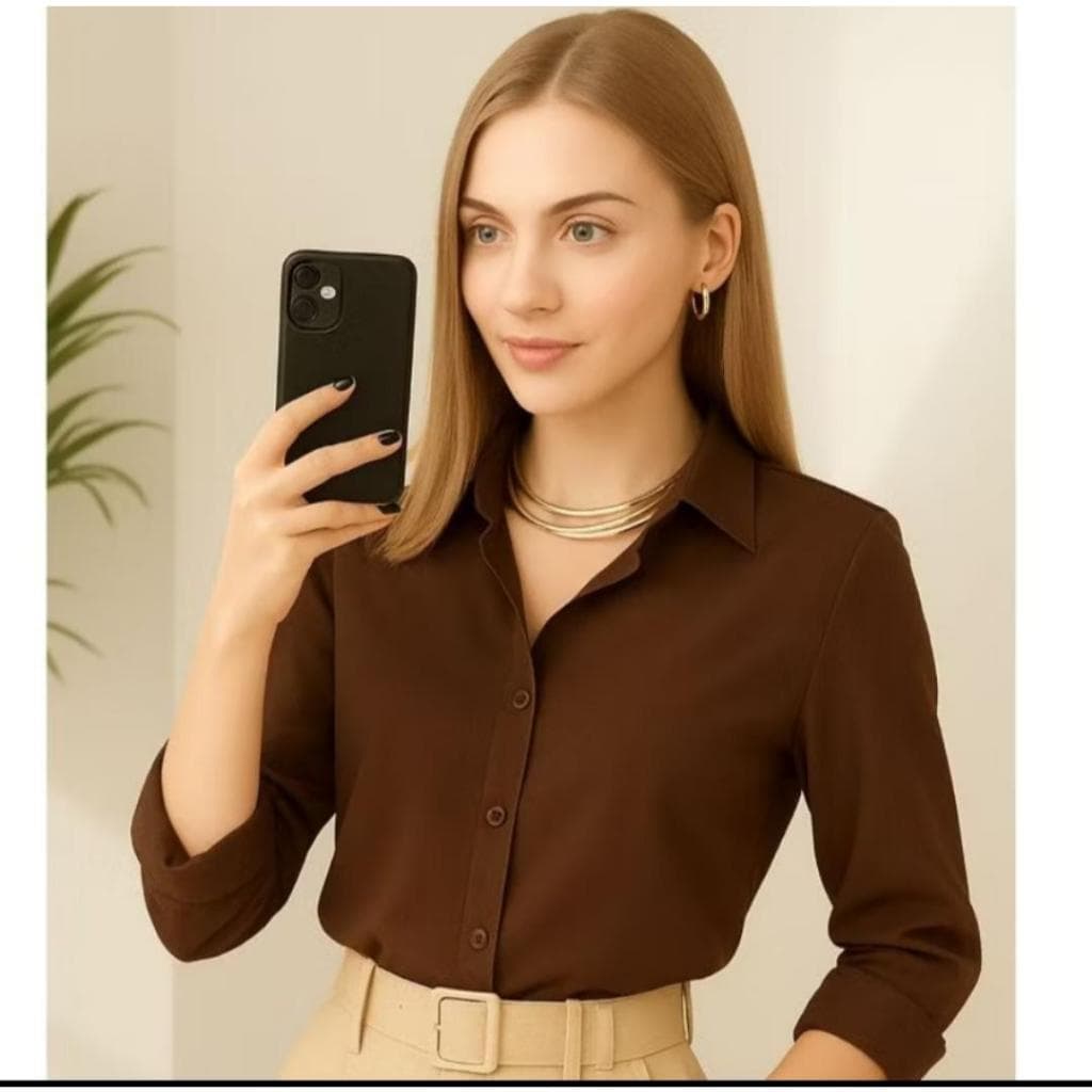 Camisa Social Feminina Crepinho Premium Manga Longa Elegante  promocao