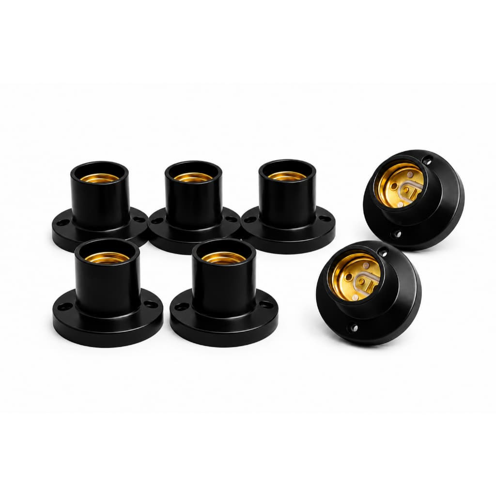 5 Peças Soquete Plastico Fixo E27 Para Lampadas Preto