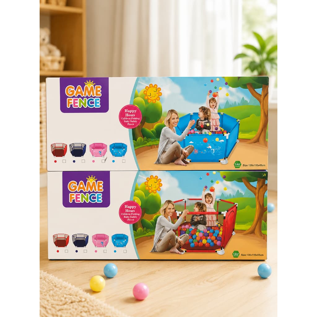 Cercadinho Infantil Dobrável Game Fence para Bebês – Chiqueirinho Portátil com Tela de Proteção