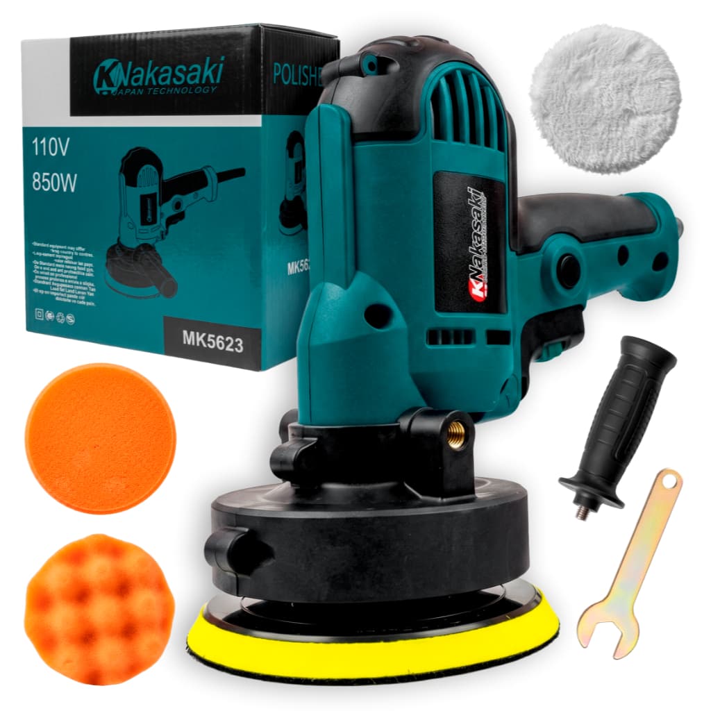 Politriz Polidor 850W 125mm Profissional Compacta Automotiva com Kit de Boinas