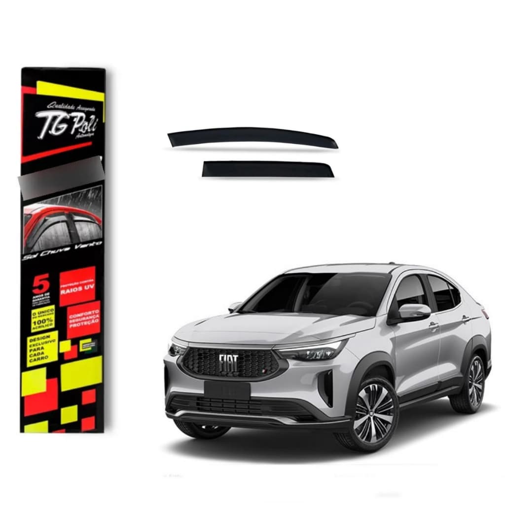 Calha de Chuva Fiat Fastback 2022 a 2026 4 portas TG Poli Defletor Portas Protetor Janelas Fumê