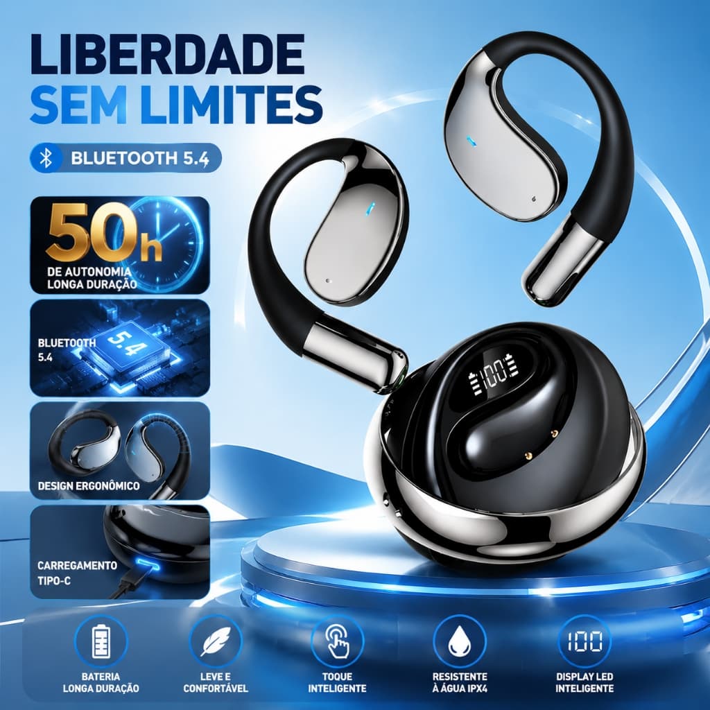 Q9 Fone de Ouvido Bluetooth - TWS Equipamento esportivo à prova d'água Chamada HD