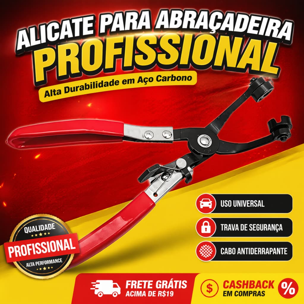 Alicate Universal para Braçadeira de Mangueira de Radiador Automotivo, Aço Carbono Resistente com Trava Automática
