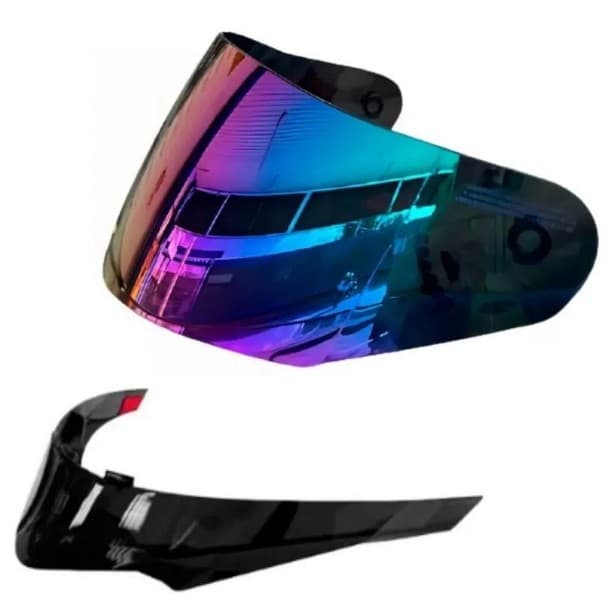 COMBO AEROFOLIO ORIGINAL SPOILER FUME + VISEIRA VISION COLORIDA NORISK FF802 SPEEDMAX/FULL/MAD/SHARP RAZOR