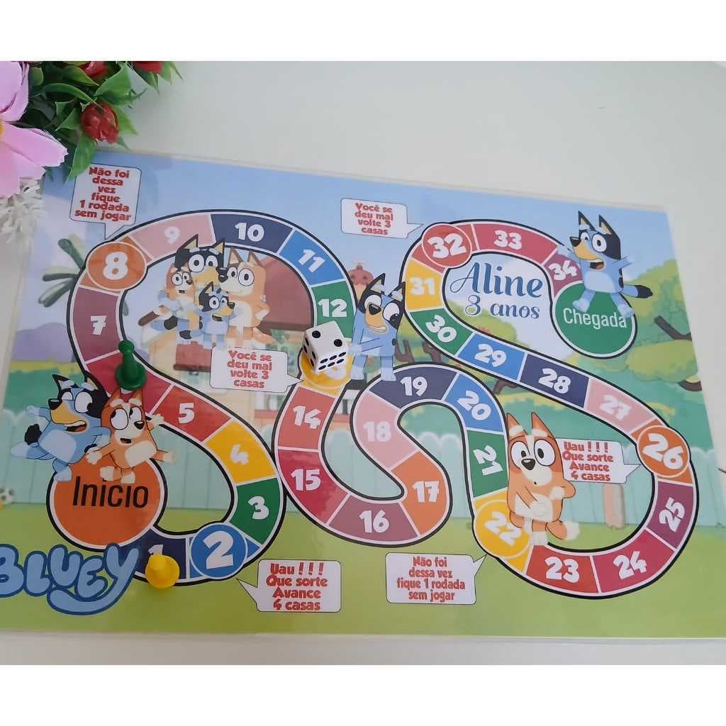 Jogo de tabuleiro para lembrancinha de aniversário/ kit festa/ personalizados - BLUEY