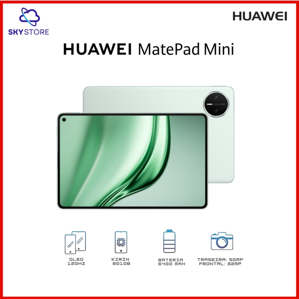 HUAWEI MatePad Mini 256GB e 8/12GB RAM, Versão Global, Tela Oled | 6400mAh, WiFi, Bateria de 6400 mAh, 2,5k e 120 Hz