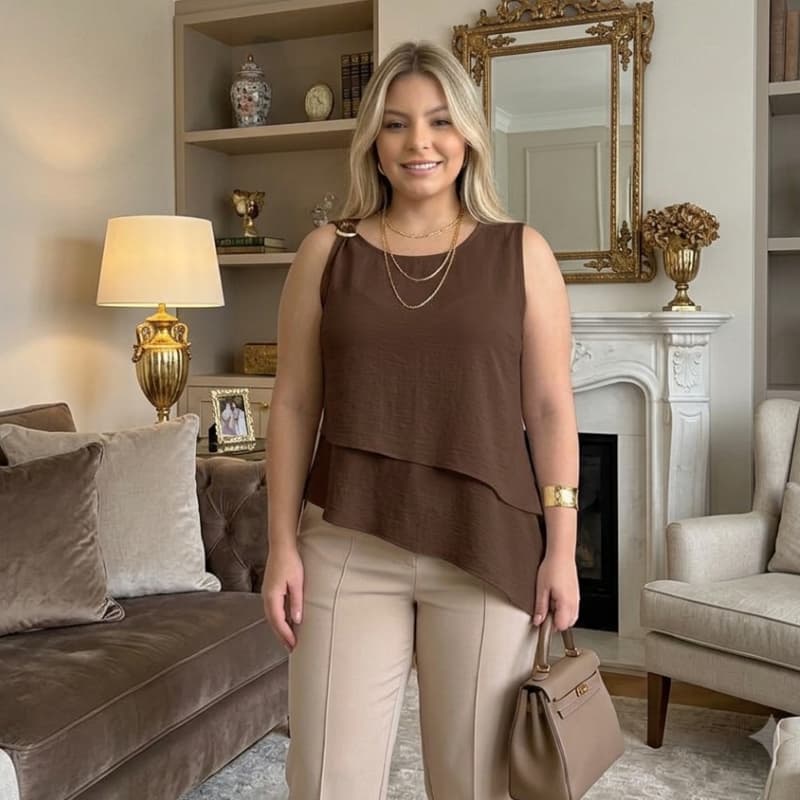 Blusa Elegante Plus Size Regata Assimétrica