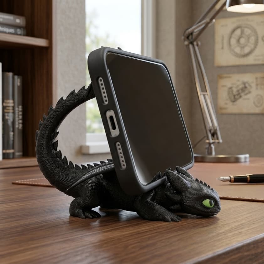 Suporte para Celular Dragão Banguela | Decoração Geek | Suporte Criativo para Mesa, Escritório e Quarto.