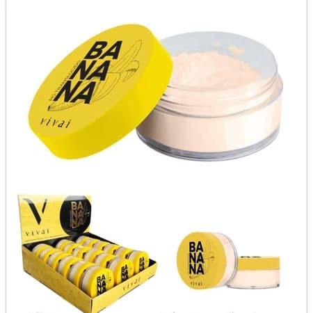 Pó Facial Translúcido Banana Vivai Acabamento Matte Controle da Oleosidade