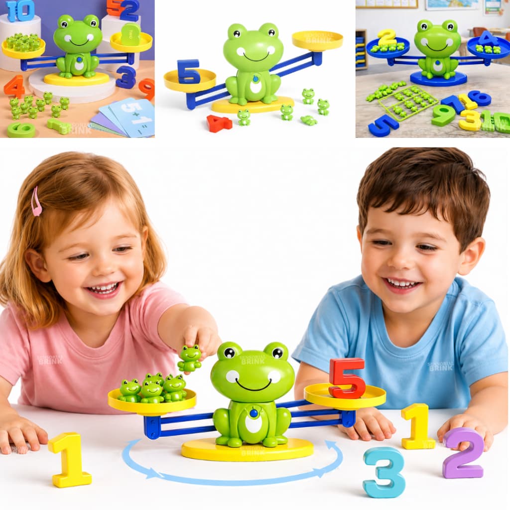 Brinquedo Sapo de Equilíbrio Matemática - Contagem, Numeros e Coordenação Motora - Jogo Educativo Infantil