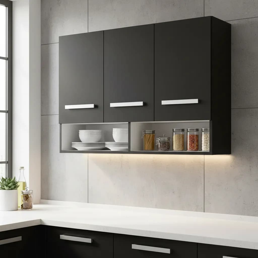 Armário Aéreo 90cm para Cozinha 3 Portas MDP Organizador Suspenso Mila