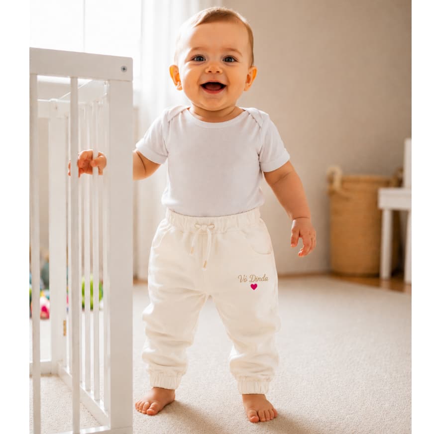 Calça Infantil Sarja Jogger Bege