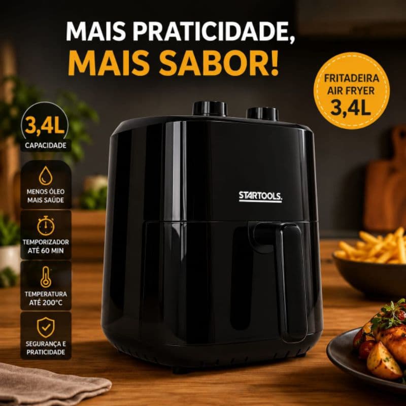🍟🍗Air Fryer Startools / Fritadeira Elétrica 3,4L – Praticidade e Sabor para o Seu Dia a Dia! 🍟🍗