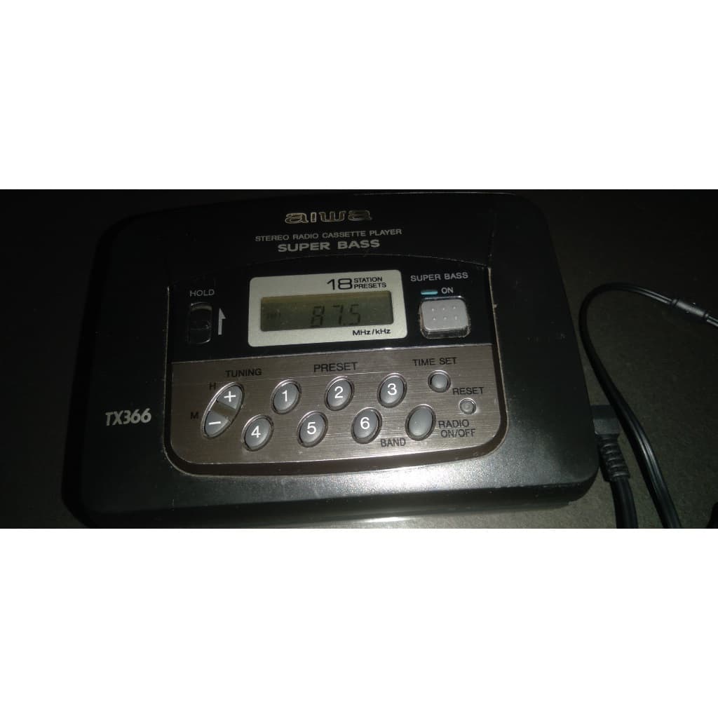 Walkman Portátil Fita Cassete K7 Aiwa HS TX366 Super Bass Rádio AM FM