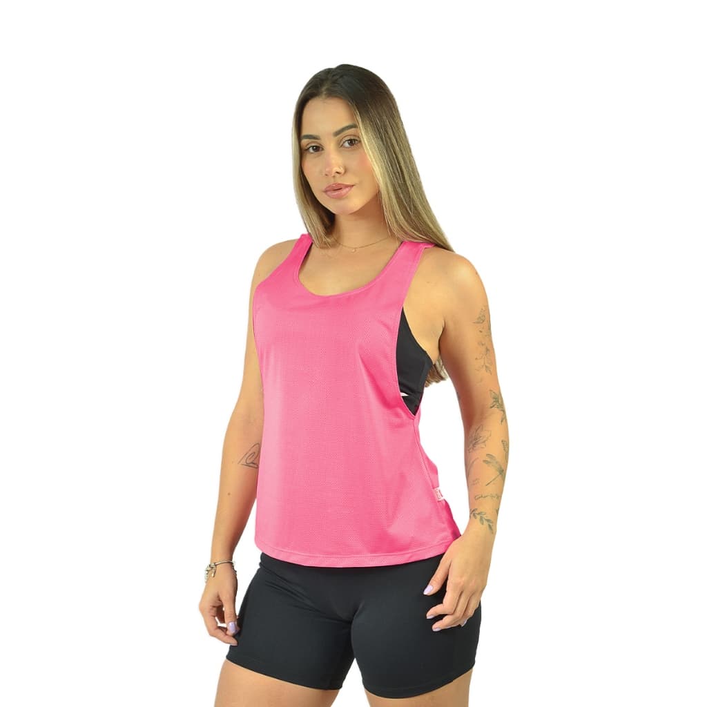 Regata Cavada Dry Fit Furadinha Fitness Feminina Academia