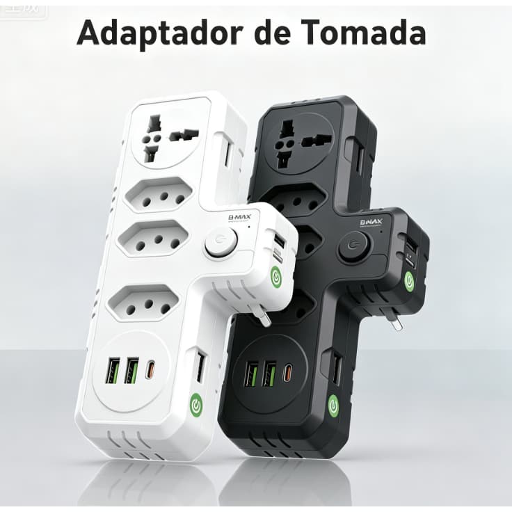 Conector De Extensão Portátil Universal COM USB E Type-C Transformador Conversor  Tomada