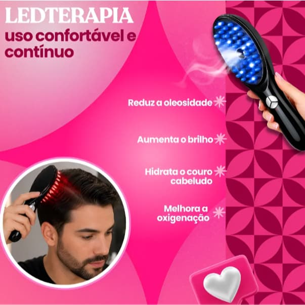 Escova Massageadora com Laser 4 em 1 – Tratamento Capilar e Antiqueda