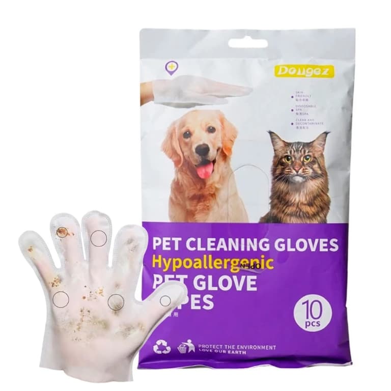Luvas Descartáveis Umedecidas Higienização Limpeza De Pets Banho a Seco para Cães e Gatos