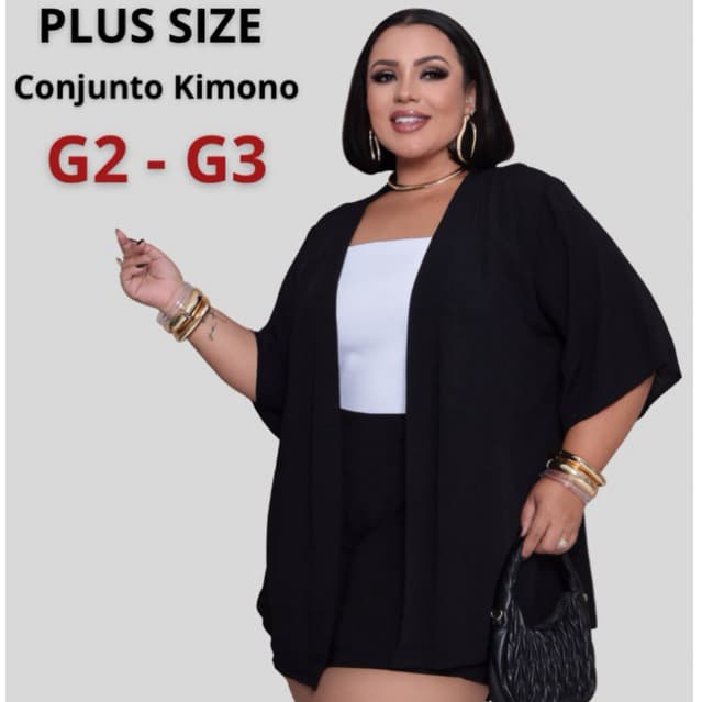 Conjunto Plus Size Kimono e Shorts G2 G3