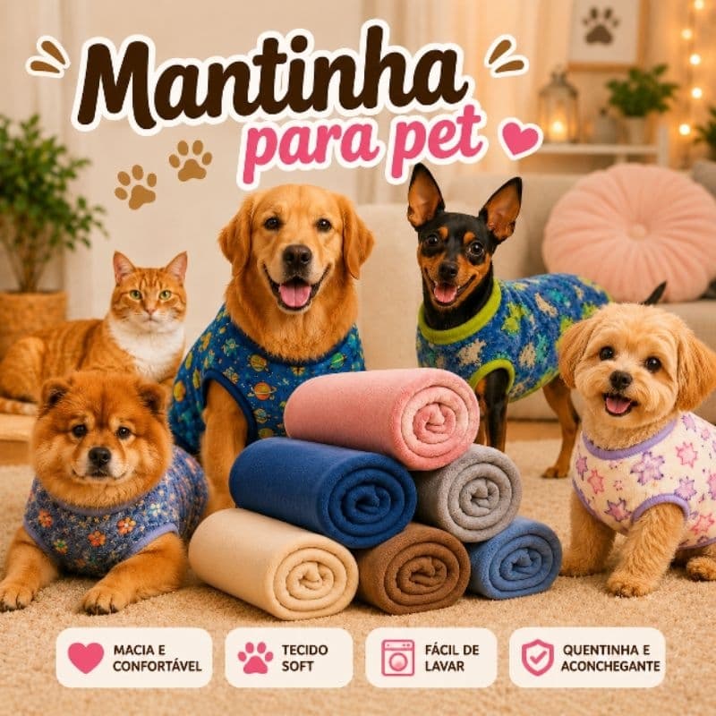 🐾 Mantinha Pet manta fleec + ossinho almofada– Macia, Quentinha e Confortável 🐾