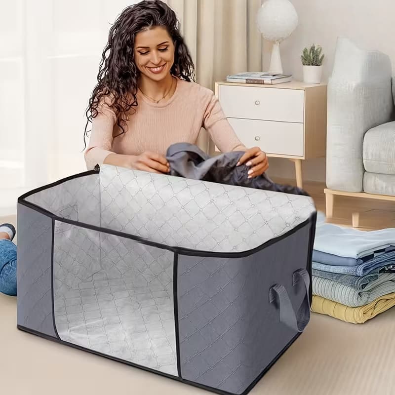 Caixa Saco Organizador Cobertor Casaco Guarda Roupa Ecológico Anti Poeira Umidade Insetos Multiuso Wardrobe Organizers