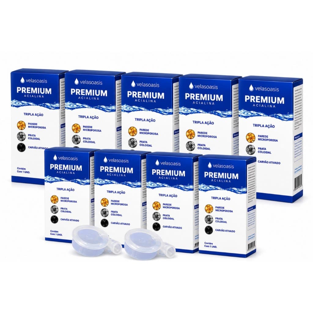 Kit Com 10 Velas Tripla Ação Premium Alcalina Para Filtro De Barro e 2 Boias