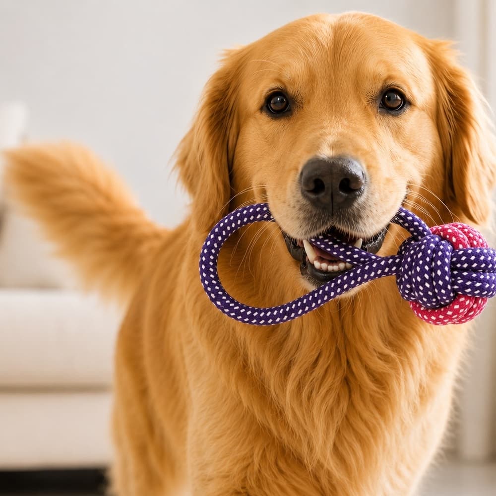 Brinquedo Pet Bola de Corda com Alça – Diversão Garantida para Seu Melhor Amigo!
