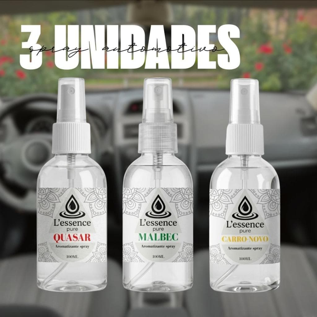 Kit 3 un Aromatizante Automotivo Spray 100 ml – Cheirinho de Carro Novo