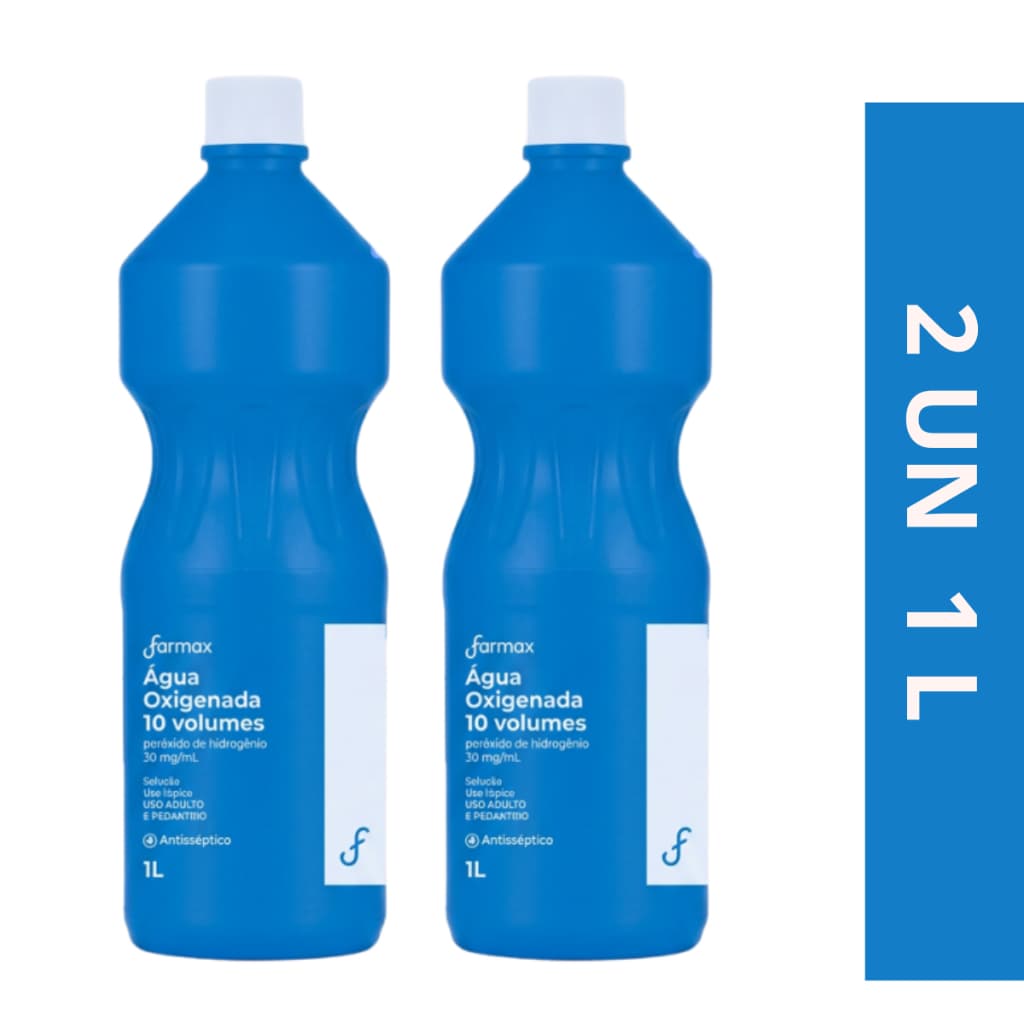 Kit 2 Agua Oxigenada Volume 10 Farmax 1 Litro Antisseptica 10 Vol