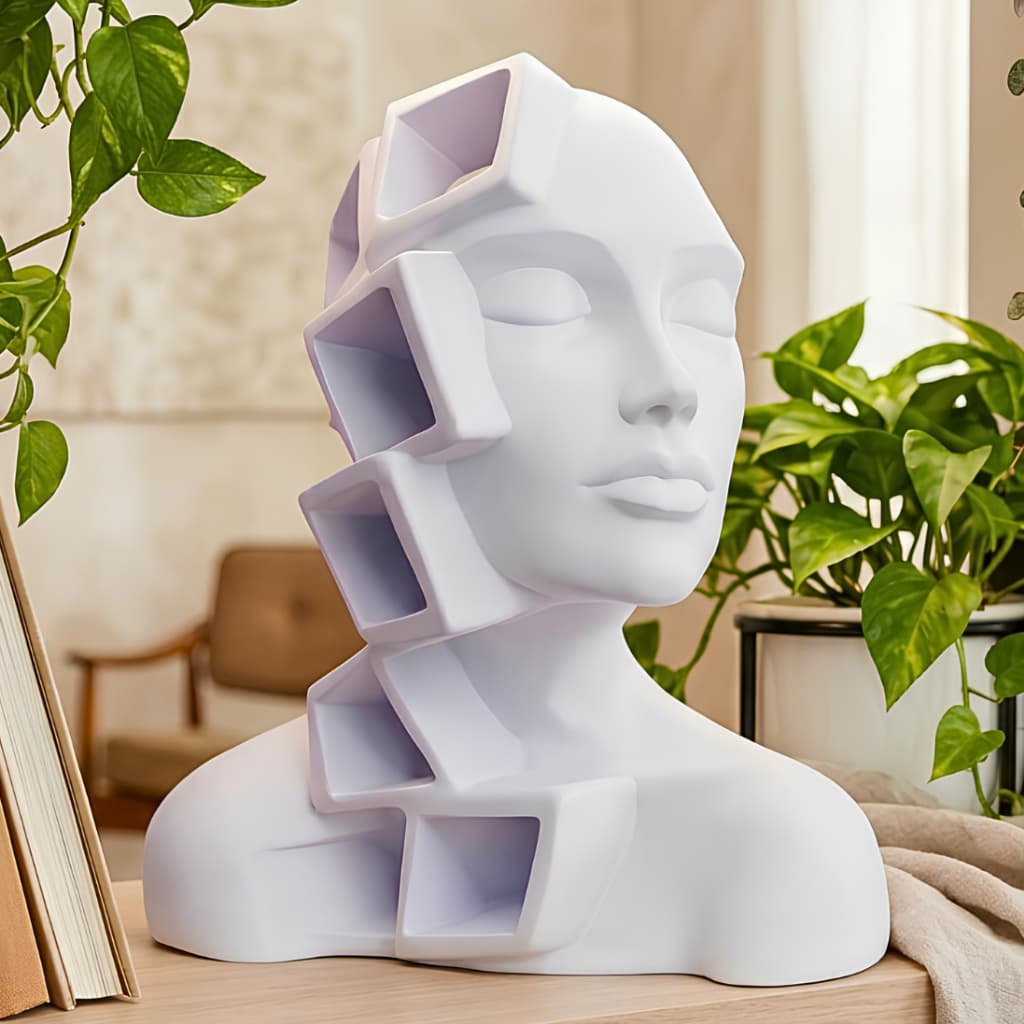 Estátua Escultura Minimalista Decorativa Branca Fragmentos do Pensamento Abstrato Elegante Luxo