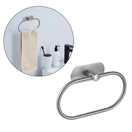 Porta Toalha Aço Inox Adesivo Giratório 180° Sem Furos Suporte Para Banheiro Cozinha