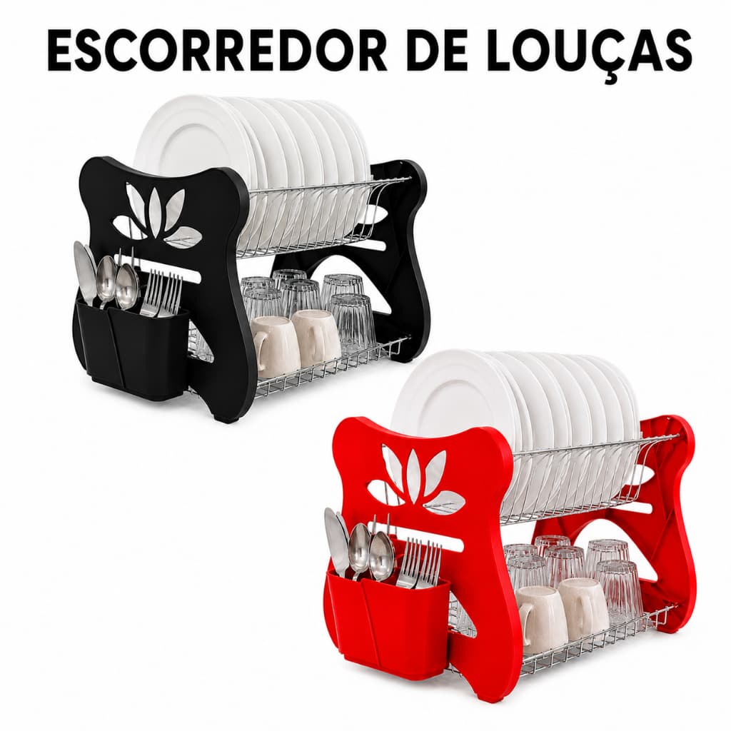 Escorredor de Louças com Porta Talheres e Copos Lótus