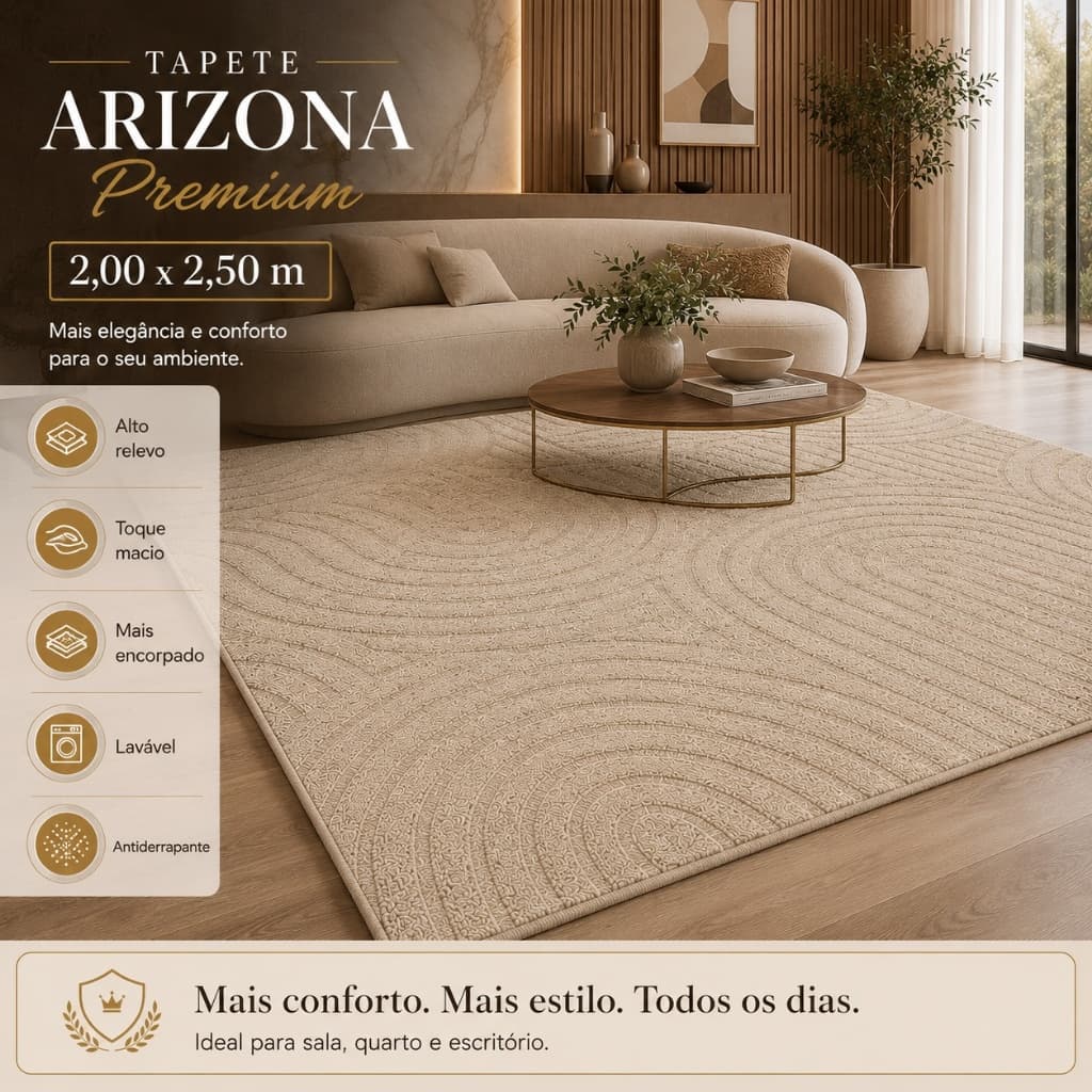 Tapete Sala 2,00x2,50 Geométrico Alto Relevo Premium Macio Antiderrapante Quarto Escritório