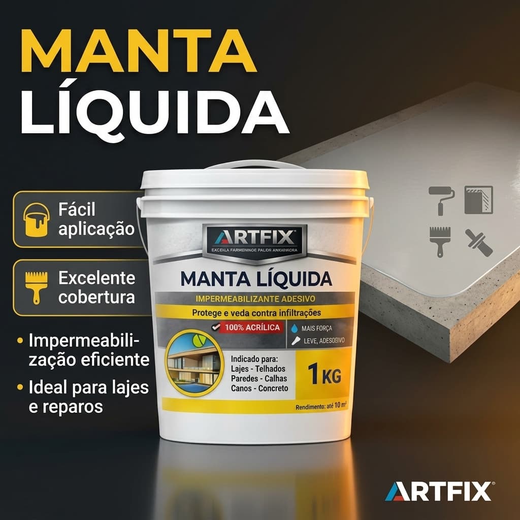 QUEIMA DE ESTOQUE - Manta Líquida 1 Kg Tinta Borracha Impermeável e Emborrachada  para Lajes, Telhados e Paredes
