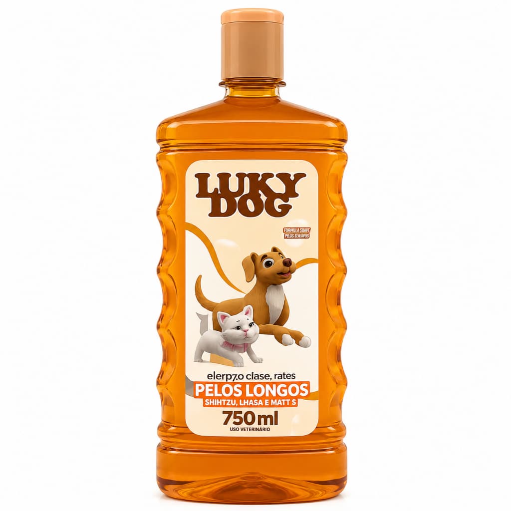 Shampoo Pelos Longos Pet Lucky Dog 750ml Hidratação E Desembaraço