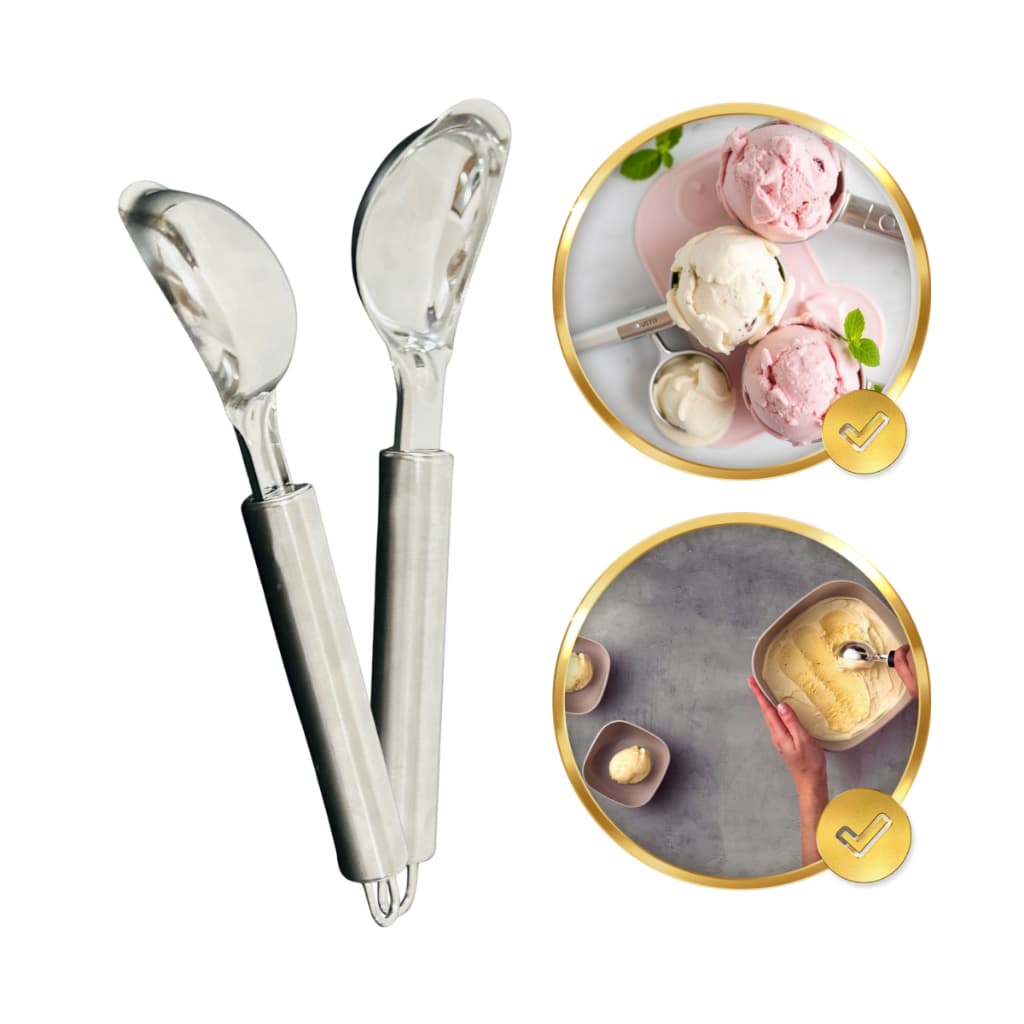 Colher de Sorvete Inox Cabo Tubular 20cm - 02 unidade