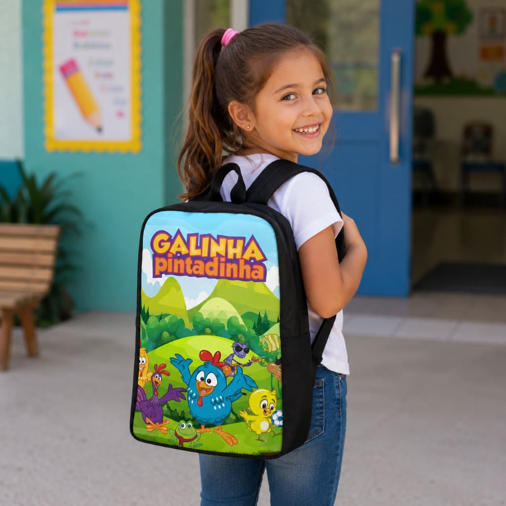 Mochila Infantil Galinha Pintadinha Escolar Feminina e Masculina Resistente Creche Escola Promoção