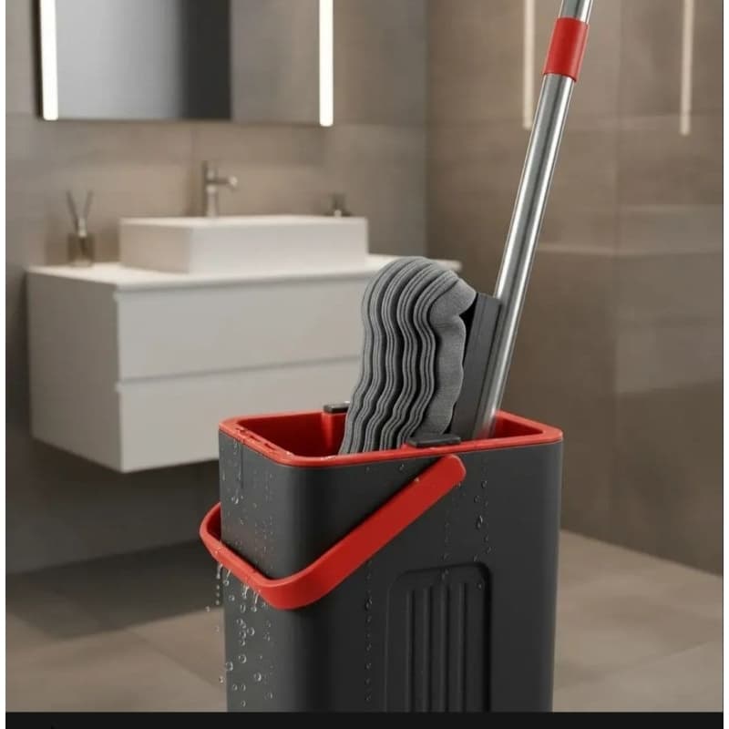 Mop Esponja PVA Com Balde Inteligente Cabo Em Aço Inox 125cm Esfregão Absorvente Seca Chão Prático Limpeza Pesada