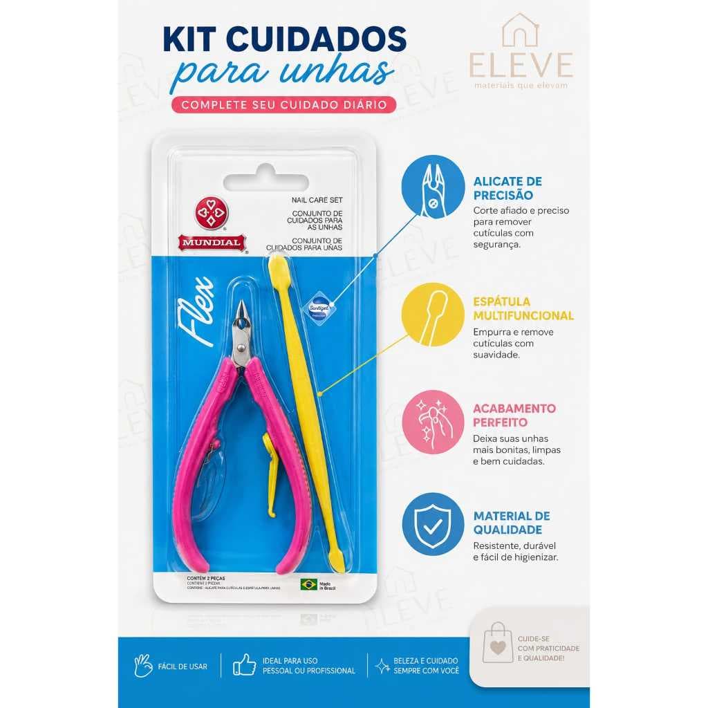 Alicate Mundial Flex + Espátula plástica - Kit cuidado com as Unhas