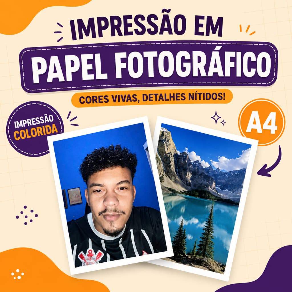 Impressão Em Papel Fotográfico Colorida 180g  Tamanho A4