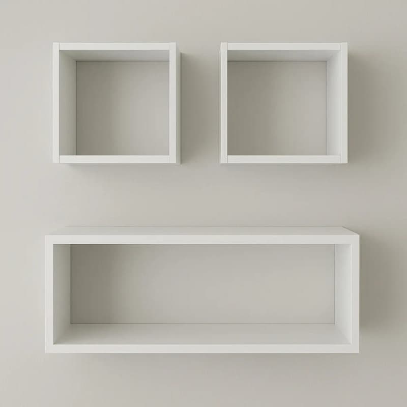 Kit 3 Nichos Decorativos MDF Branco 15mm Parede 50x20 + 2 Nichos 20x20 Sala Quarto Escritório
